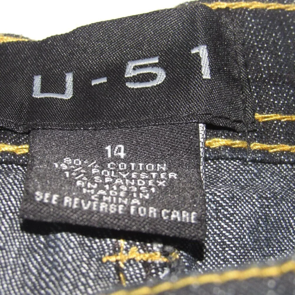 U-51 Embroidered Dark Wash Jeans Size 14